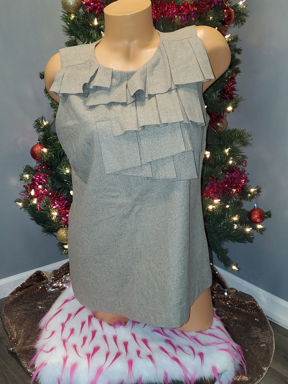 Banana Republic olive green glitter knit top